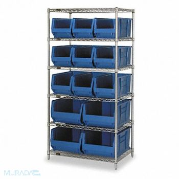 QUANTUM STORAGE SYSTEMS D5606 Bin Shlvng 30inx74inx36in Blue, 1UVT5