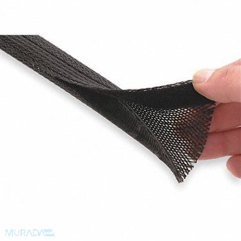 TECHFLEX Sleeving 2.000 in 25 ft Black, 1UYA7