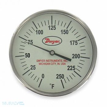 DWYER K3120 Bimetal Thermom 5 In Dial 0 to 250F, 1UYX8