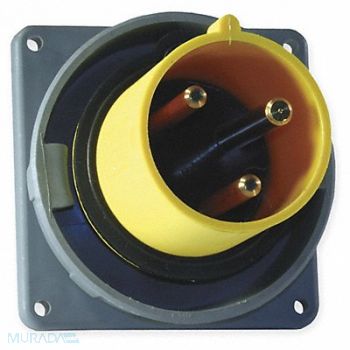 HUBBELL WT Pin and Sleeve Inlet Yllw 2P 3W 100 A, 1VCH8