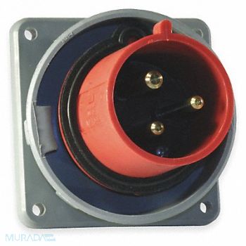 HUBBELL IEC Pin and Sleeve Inlet 30A 480V Red, 1VCK6