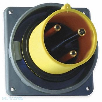 HUBBELL IEC Pin and Sleeve Inlet 60A 125V Yellow, 1VCL1