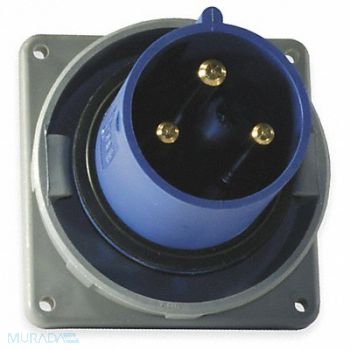 HUBBELL IEC Pin and Sleeve Inlet 60A 250V Blue, 1VCL4