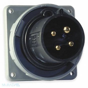HUBBELL IEC Pin and Sleeve Inlet 100A 600V Black, 1VCL9