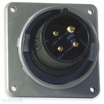 HUBBELL IEC Pin and Sleeve Inlet 20A 600V Black, 1VCN2