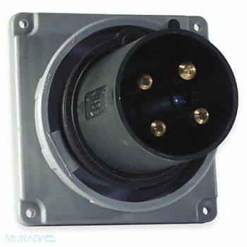 HUBBELL IEC Pin and Sleeve Inlet 30A 600V Black, 1VCN6