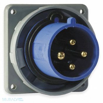 HUBBELL IEC Pin and Sleeve Inlet 60A 250V Blue, 3D156