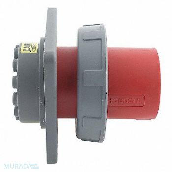HUBBELL IEC Pin and Sleeve Inlet 60A 480V Red, 1VCN8