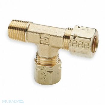 PARKER Run Tee Brass CompxM 3/8Inx1/4In PK10, 1VDN7