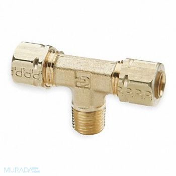 PARKER Branch Tee Brass CompxM 1/8In PK10, 1VDN9