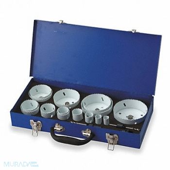 WESTWARD Hole Saw Kit Bimetal 3/4 To 4.5 In 19 Pc, 1VXK4