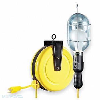 LUMAPRO Cord Reel w/Lamp Incan 25ft 16AWG 120VAC, 1W943