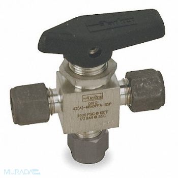 PARKER SS Ball Valve 3-Way Comp 3/8 in, 1WBK2