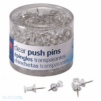 OFFICEMATE Push Pins 1/2in Clear PK1200, 1WEA9