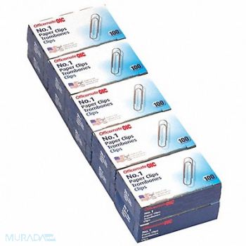 OFFICEMATE Paper Clips No 1 Silver Steel PK1000, 1WEB7