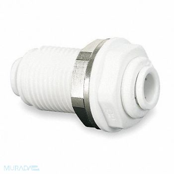 JOHN GUEST Bulkhead Union 1/4 In Tube OD White PK10, 1WTH8