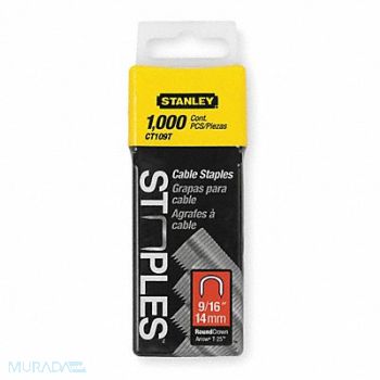STANLEY Cable/Wire Staple 5/16x9/16 PK1000, 1XHT2
