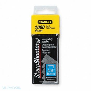 STANLEY Narrow Staples 7/16x9/16 PK1000, 1XHT8