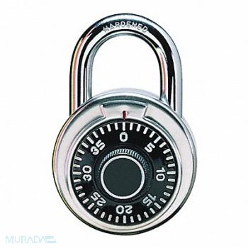 GRAINGER APPROVED Combination Padlock 1 7/8in Round Silver, 1XRW5