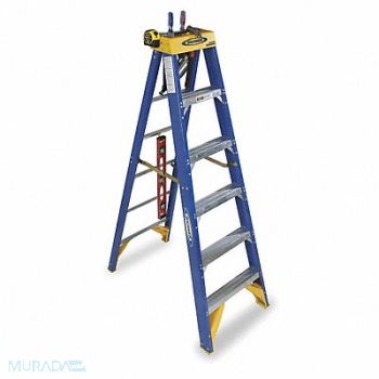WERNER Stepladder Fiberglass 6 ft H 375 lb Cap, 1YME1