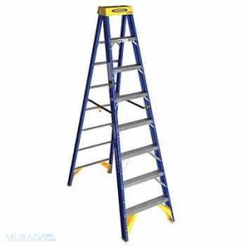 WERNER Stepladder Fiberglass 8 ft H 375 lb Cap, 1YME2