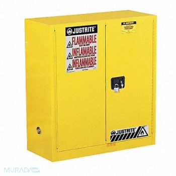 JUSTRITE E4575 Flammable Safety Cabinet 30 gal Yellow, 1YND9