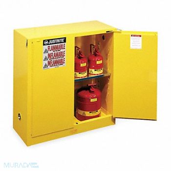 JUSTRITE E4578 Flammable Safety Cabinet 30 gal Yellow, 1YNE1