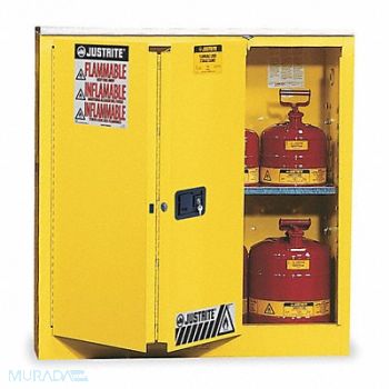 JUSTRITE Flammable Safety Cabinet 30 gal Yellow, 1YNE6