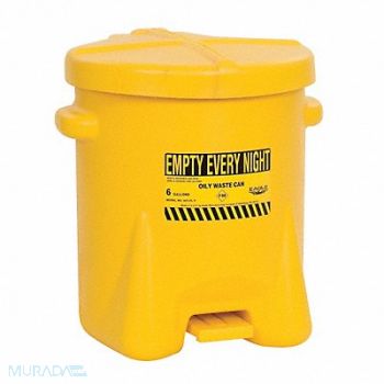 EAGLE Oily Waste Can 6 gal Poly Yellow, 1YNN1