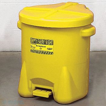 EAGLE Oily Waste Can 14 gal Poly Yellow, 1YNN3