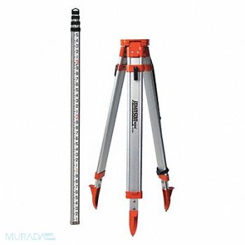 JOHNSON Universal Tripod/Grade Rod Kit Aluminum, 1YRR6
