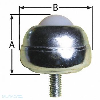 ASHLAND CONVEYOR Ball Transfer Threaded Stud 1 Ball Dia., 1PDY9