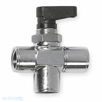 AIGNEP USA Brass Mini Ball Valve 3-Way FNPT 1/8 in, 1ZPK4