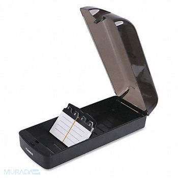LORELL Desktop Card File 650 Card Black Clear, 202K67