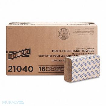 GENUINE JOE Multifold Natural Towels 1-Ply PK4000, 203P78