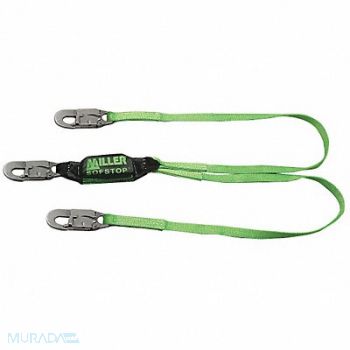 HONEYWELL MILLER K3343 Shock-Absorbing Lanyard Green, 20A261