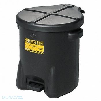 EAGLE Oily Waste Can 10 gal Polyethylene Black, 20GY41
