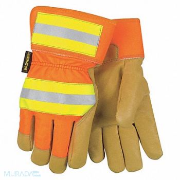 MCR SAFETY Leather Gloves Gold/Orange/Yellow L PR, 20JF30