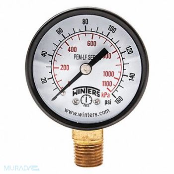 WINTERS J1379 Gauge Pressure 0 to 160 psi 2 in, 20JN23