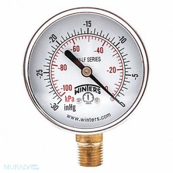 WINTERS J1380 Gauge Pressure 30 in Hg Vac/kPa 2-1/2 in, 20JN26