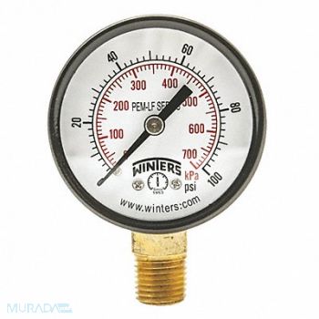 WINTERS J1379 Gauge Pressure 0 to 100 psi 2 in, 20JN22