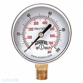 WINTERS J1380 Gauge Pressure 2-1/2in 0 to 1000 psi, 36TW05