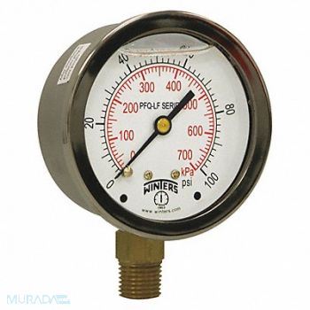 WINTERS J1382 Gauge Pressure 0 to 100 psi 2-1/2 in, 20JN45