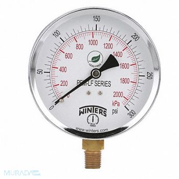 WINTERS K4524 Gauge Pressure 0 to 300 psi 4 in, 20JN39