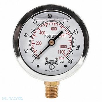WINTERS J1382 Gauge Pressure 0 to 160 psi 2-1/2 in, 20JN46
