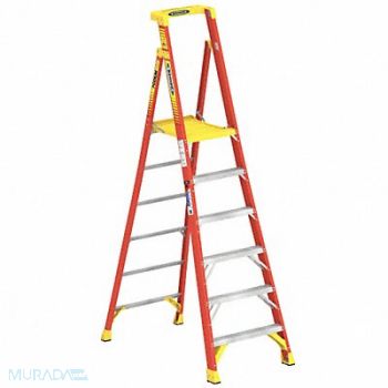 WERNER Podium Stepladder 6 ft Fiberglass 300 lb, 20KJ28