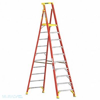 WERNER Podium Stepladder 9-1/2 ft Fiberglass, 20KJ30
