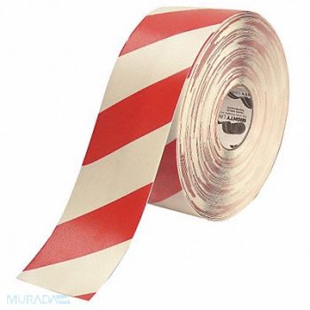 MIGHTY LINE Floor Tape Red/White 4 inx100 ft Roll, 20PF81