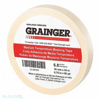 GRAINGER APPROVED Masking Tape 3/4 W 60 yd L Tan, 20PJ02