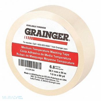 GRAINGER APPROVED Masking Tape 1 1/2 W 60 yd L Tan, 20PJ04